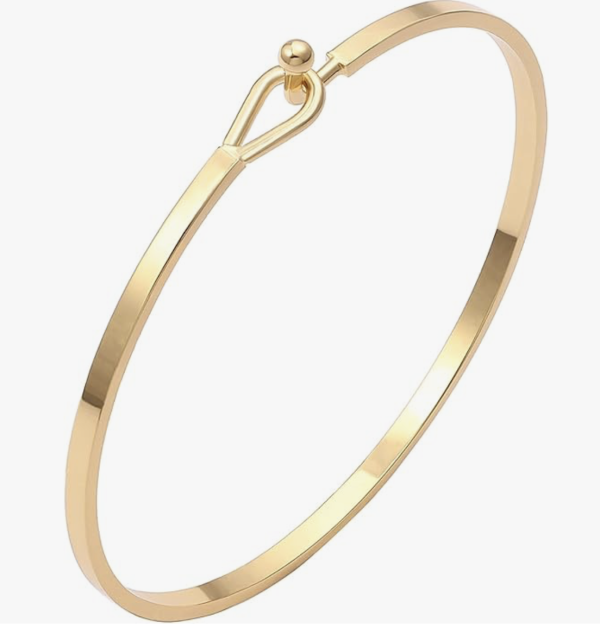 Gold Bar Bracelet for Women Simple Delicate Thin Cuff Bangle Hook Bracelet 18K Gold Plated Handmade Minimalist Jewelry
